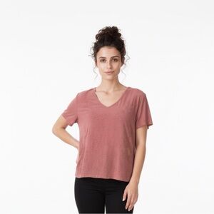 Elegant Mauve V-Neck Short Sleeve Top